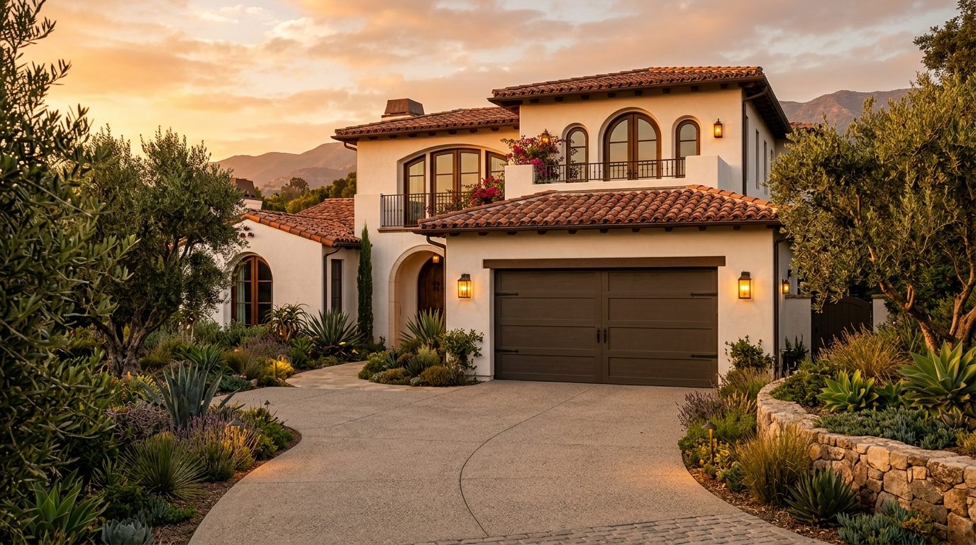 Langley Garage Door Repair Exterior Closed Garage Door at Twilight